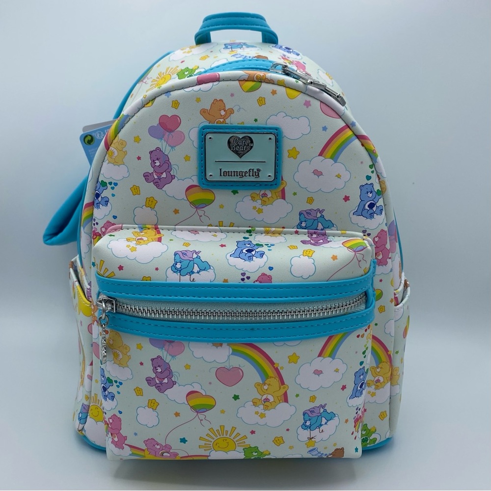 Loungefly Care Bears Mini Backpack All Over Print 40th Anniversary Blue Gifts - Picture 1 of 7